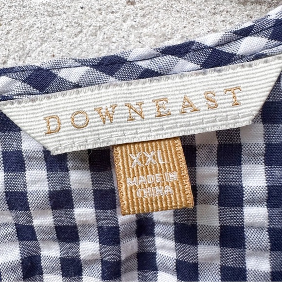 Downeast Navy Gingham Tiered Midi Dress XXL Short Sleeve Cottagecore Preppy - Picture 4 of 11